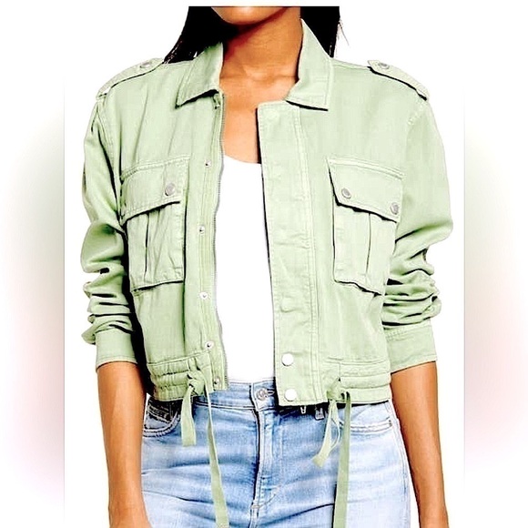 NWT BLANK NYC Here and Now Cropped Utility Jacket Green Size Small - Picture 1 of 12